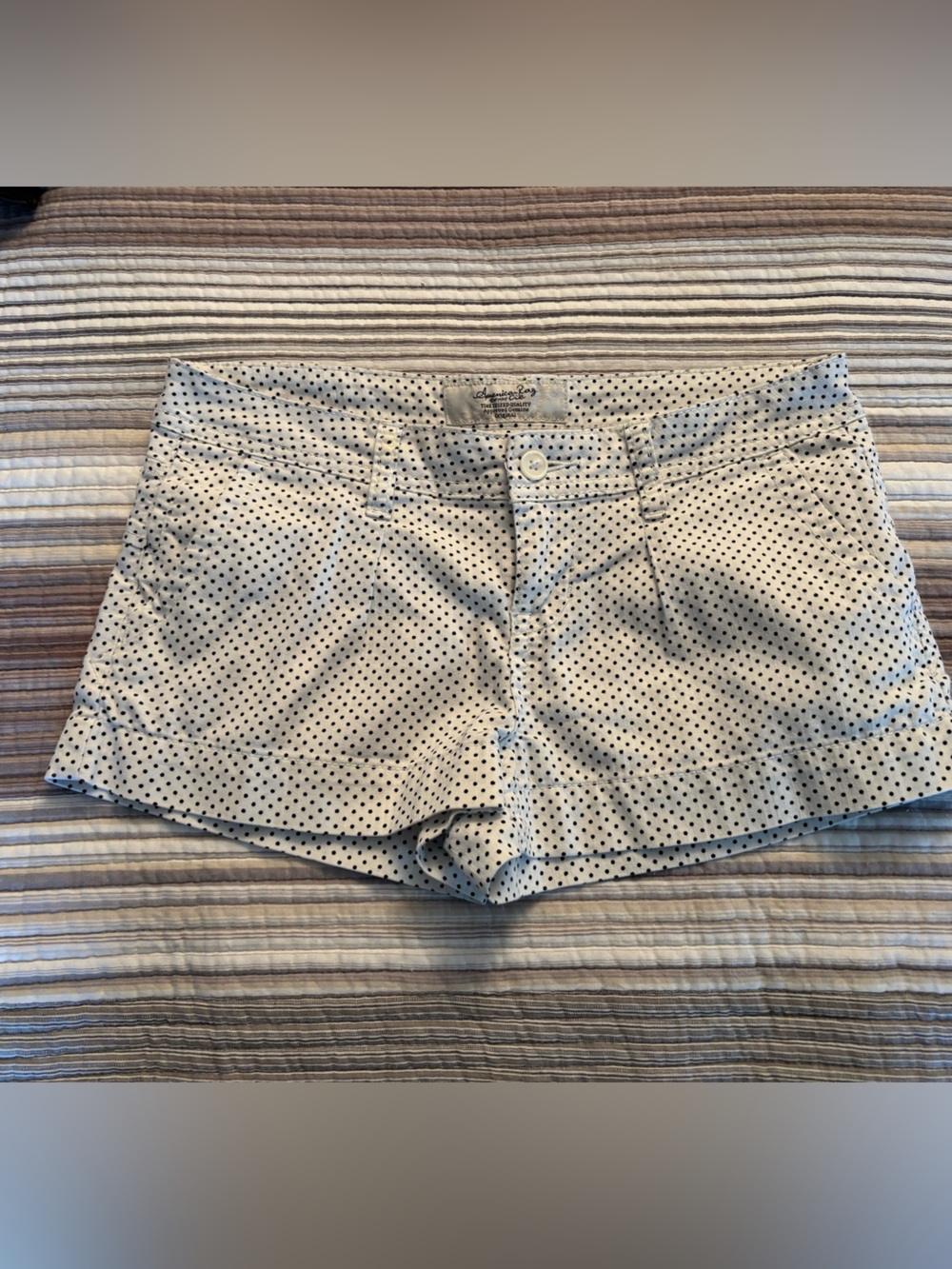 American Rag White Shorts with Black Polka Dots